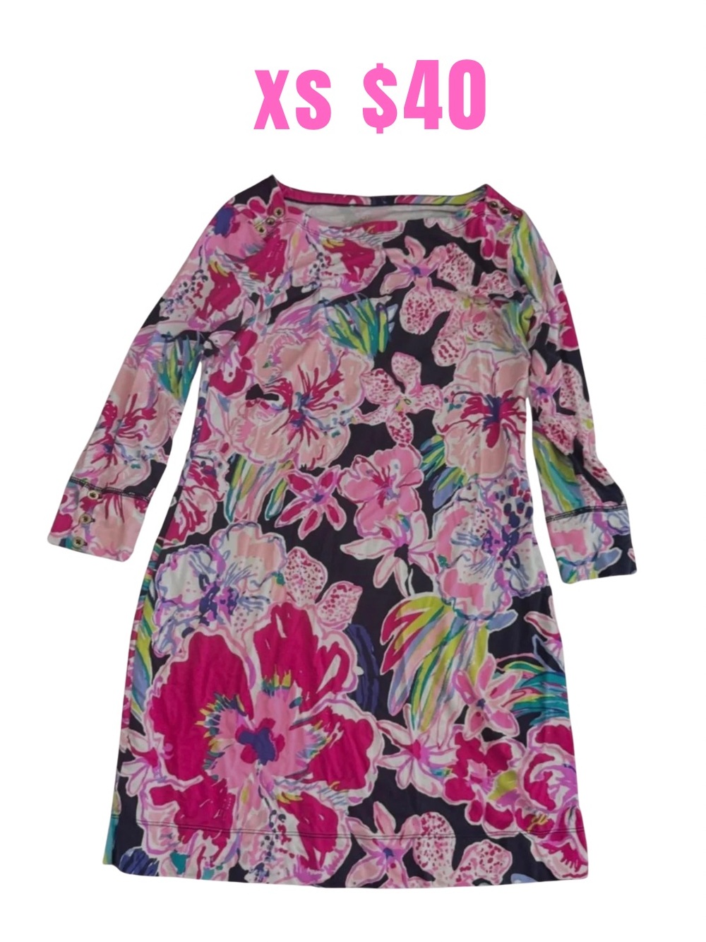 Lilly Pulitzer Pink & Navy Floral Shift Dress